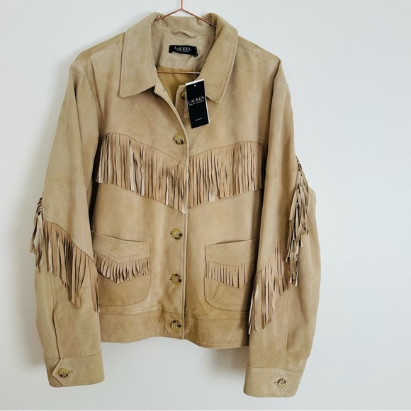 New Ralph Lauren Fringe Trim Suede Goat Leather Western Jacket MSRP $705 2X - Picture 13 of 16